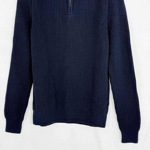 Mens Chunky NEXT Blue Waffle Knit Zip Neck Jumper L Large - Picture 11 of 11